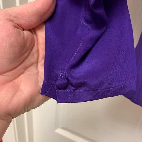 Vintage Mark Shale Purple Silk Blouse sz 8 - Picture 3 of 4